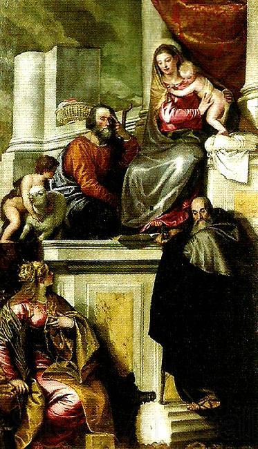 Paolo  Veronese holy family with john the baptist, ss. anthony abbot and catherine Germany oil painting art